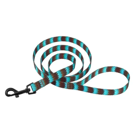 Повідець для Собак Bronzedog Urban Зигзаг Нейлоновий Коричнево-Блакитний XL