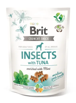 Ласощі для собак Brit Care Dog Crunchy Cracker Insects для свіжості подиху комахи, тунець, м'ята, 200 г