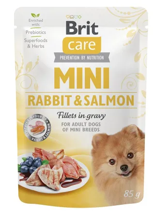 Вологий корм Brit Care Mini для собак, з філе кролика та лосося в соусі, 85 г