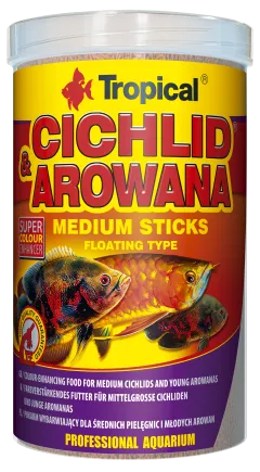 Сухий корм Tropical Cichlid & Arowana Medium Sticks для м'ясоїдних цихлід, 360 г (палички)