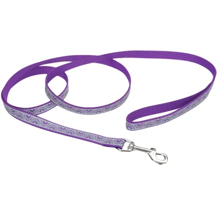 Coastal Lazer Brite Reflective Leash КОСТАЛ ЛАЗЕР БРАЙТ світловідбивний повідець для собак, 1.6смХ1.2м Фіолетова ромашка