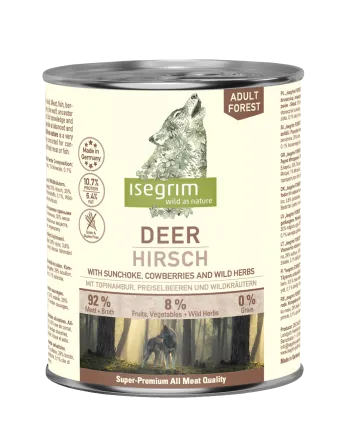 ISEGRIM Deer with Sunchoke, Cowberries & Wild Herbs 800 г. Вологий корм для собак. Оленина з топінамбуром, брусницею, травами