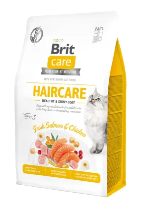 Сухий корм Brit Care Cat GF Haircare Healthy & Shiny Coat для котів, догляд за шкірою і шерстю, лосось та курка, 400 г