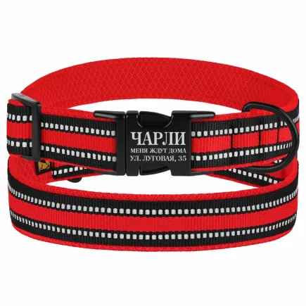 Нашийник для Собак BronzeDog Mesh з Металевою Пряжкою Червоний XL