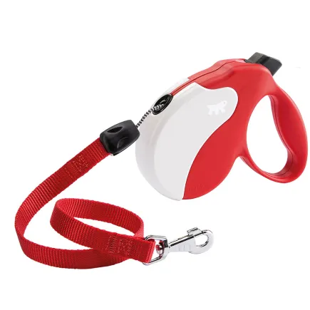 Ferplast AMIGO LONG CORD RED-WHITE Рулетка-поводок зі шнуром