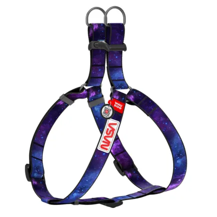 Шлея для собак WAUDOG Nylon з QR-паспортом, малюнок "NASA21", пластиковий фастекс, M, Ш 20, Д 50-80 см