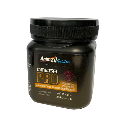 Вітаміни AnimAll VetLine Omega PRO для середніх порід собак 1 г × 200 табл