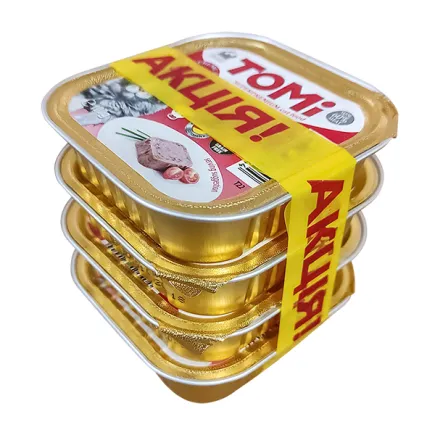 АКЦИЯ 3+1 TOMi Veal Poultry ТОМІ ТЕЛЯТИНА ПТИЦЯ консерви для котів, паштет 0,4 кг