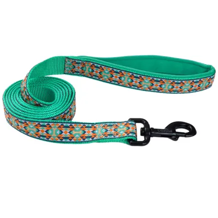 Coastal Ribbon Weave Leash КОСТАЛ РІББОН ВЕЙВ повідець для собак Темно-бірюзовий з кісточками