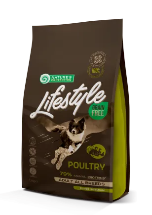 Сухий беззерновий корм з птицею для дорослих собак всіх порід Lifestyle Grain Free Poultry Adult All Breeds 1.5кг