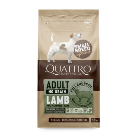 Quattro Adult Lamb Small Breed корм для дорослих собак дрібних порід з ягням 7 кг