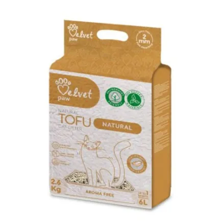 VELVET PAW TOFU Наповнювач для туалетів, без запаху, 6 л/2,6 кг