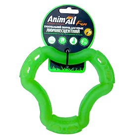 Іграшка AnimAll Fun кільце 6 сторін для собак, люмінесцентна, 15 см, зелена