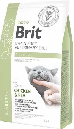 Сухий корм Brit GF VetDiet Cat Diabetes для котів, при цукровому діабеті, з куркою та горохом, 2 кг