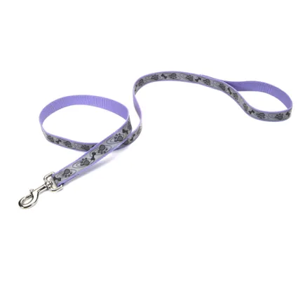 Coastal Lazer Brite Reflective Leash КОСТАЛ ЛАЗЕР БРАЙТ світловідбивний повідець для собак, 1.6смХ1.2м Лапа кістка фіолетовий