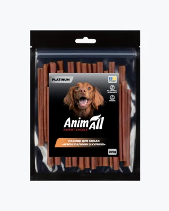 Ласощі для собак AnimAll Platinum М'ясні палички з куркою, 200 г