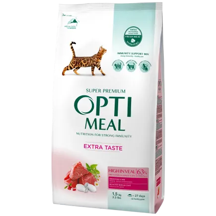 OPTIMEAL™. Сухий корм для дорослих котів з високим вмістом телятини, 1,5 кг