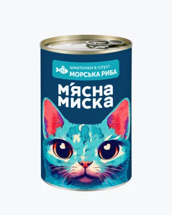 Вологий корм М'ясна Миска шматочки в соусі морська риба 415 г