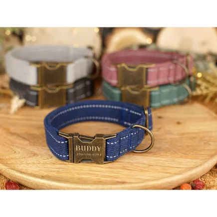 Нашийник для собак Bronzedog Сotton Antiq Синій XS