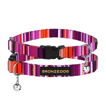 Нашийник для Котів BronzeDog Urban West Нейлоновий з Пластиковою Пряжкою та Дзвіночком Фіолетовий XS