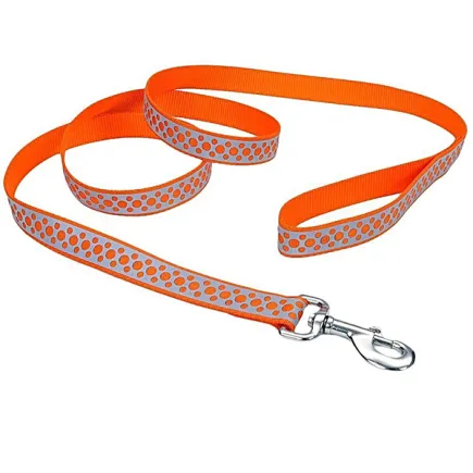 Coastal Lazer Brite Reflective Leash КОСТАЛ ЛАЗЕР БРАЙТ світловідбивний повідець для собак, 1.6смХ1.2м Помаранчеві точки