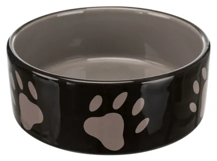 Миска Trixie для собак, коричнева з лапками, 1,4 л, d:20 см (керамічна)