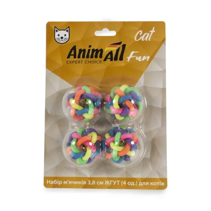 ТМ AnimAll Fun Cat, VP062 Набір м'ячиків ЖГУТ для котів- 4 шт.