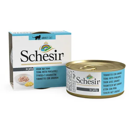Schesir Tuna with Pineapple ШЕЗІР ТУНЕЦЬ З АНАНАСОМ в желе натуральні консерви для котів, вологий корм, банка 75г 0,075 кг