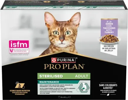 Purina Pro Plan Sterilised набір вологого корму для стерилізованих котів з індичкою 10x85г