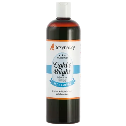 Шампунь Dezynadog Light Bright для посилення кольору білих срібних та кольорових порід собак додає блиск та посилює колір 500 мл