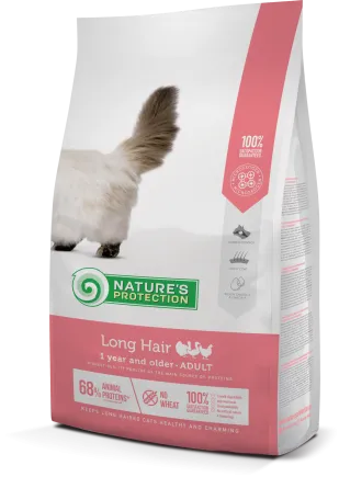 Сухий корм для дорослих котів з довгою шерстю Nature's Protection Long hair 7кг