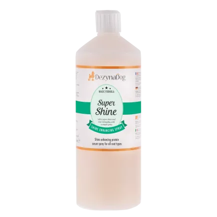Спрей-сироватка Dezynadog Super Shine для блиску кондиціонує шерсть полегшує ковзання гребінця по шерсті, з протеїном, 1 л