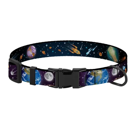 Нашийник для собак BronzeDog Urban Cosmos нейлоновий з металевою пряжкою Чорний XS