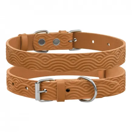 Нашийник для Собак Шкіряний BronzeDog Classic з тисненням Гірчичний 2XS