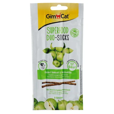 Ласощі GimCat Superfood Duo-Sticks для котів, яловичина та яблука, 3 шт