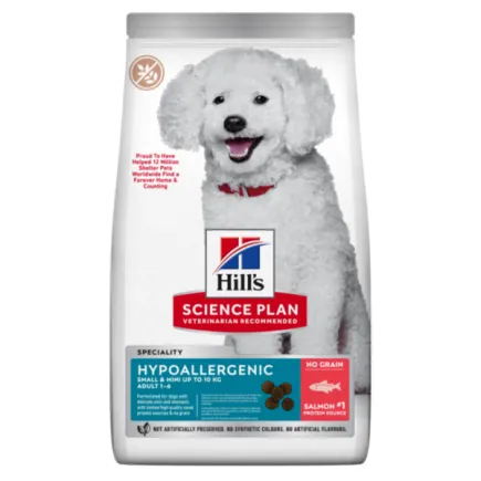Hill’s Science Plan Adult Hypoallergenic Small&Mini Сухий беззерновий корм для дорослих собак малих і мініатюрних порід із чутливістю до певних компонентів їжі, з лососем, 6кг