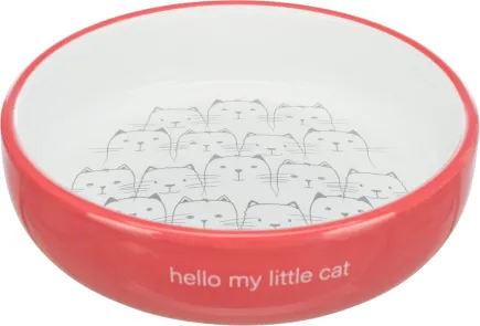 Миска Trixie для котів коротконосих порід, керамічна, 15 см, 300 мл (коралова/біла)