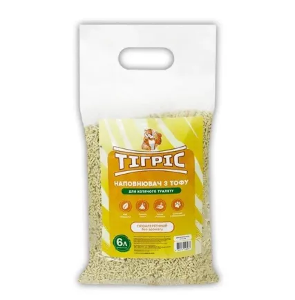 Наповнювач ТІГРІС з тофу для котячого туалету гіпоалергенний, 6л