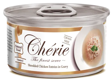 Cherie 80g Signature Gravy Shredded Chicken Entrеes in Gravy вологий корм для котів з ніжними шматочками м'яса курки в соусі