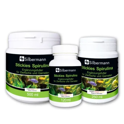Корм Silbermann Stickies Spirulina 120 ml (SIS129) клейкі таблетки для рослиноїдних риб