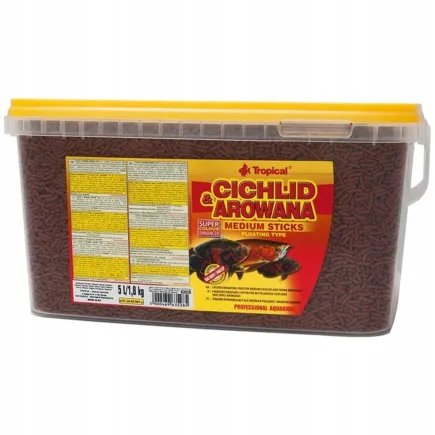 Сухий корм для акваріумних риб Tropical в паличках «Cichlid & Arowana Medium Sticks» (для м'ясоїдних цихлід) 5L /1,8kg