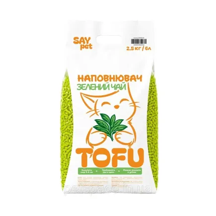 Наповнювач Tofu - з ароматизатором "Зелений Чай" 2,6 кг, 6 л, Say Pet