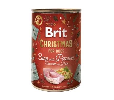 Корм вологий для собак Brit Mono Protein Christmas Carp with Potatoes різдвяна вечеря з коропом і картоплею 400 г