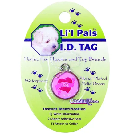 Coastal Li`l Pals ID Tag КОСТАЛ ЛІТТЛ ПЕЛС брелок для адреси до нашийника для собак та котів Серця рожевий