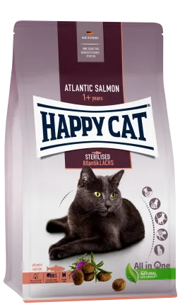 Сухий корм Happy Cat Sterilised Atlantik Lachs для дорослих стерилізованих котів зі смаком лосося, 1,3 кг, 70579