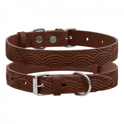 Нашийник для Собак Шкіряний BronzeDog Classic з тисненням Коричневий 2XS