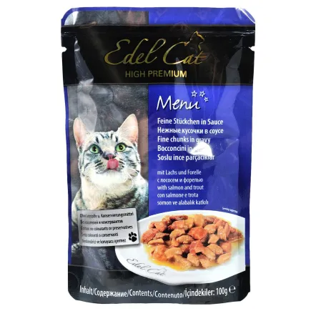 Вологий корм Edel Cat для котів, з лососем та фореллю в соусі, 100 г