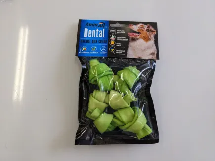 Ласощі AnimAll Dental кістка мюнхенська вузлова зі спіруліною, 8-9 см, для собак, 3 шт,