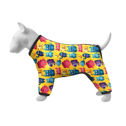 Вітровка для собак WAUDOG Clothes, малюнок "Мохнаті монстри", M35, В 59-62 см, С 37-40 см