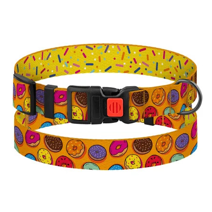 Нашийник для Собак BronzeDog Urban Fruits Нейлоновий з Пластиковою Пряжкою Пончики XL